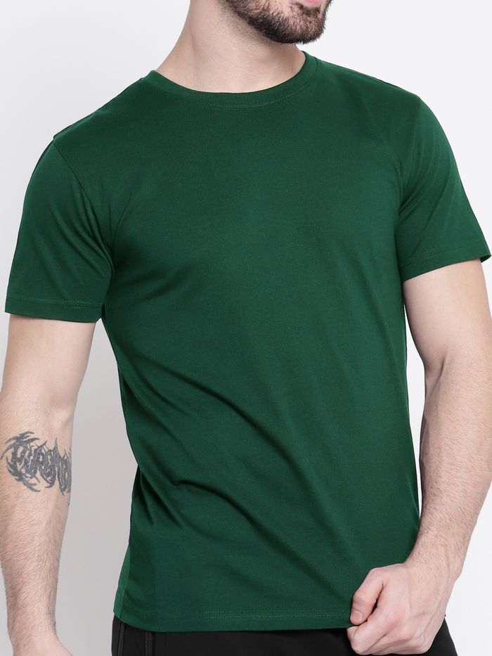 Bottle Green Plain T-Shirt